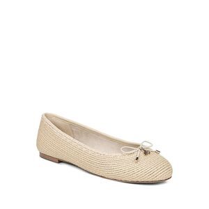 NWT SAM EDELMAN Womens Beige Logo Raffia Falcon Slip On Ballet Flats 9.5 M